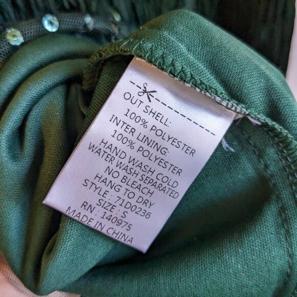NWT 12th TRIBE Embroidered Mini Dress Small Green Sequins Fringe Flapper Tank - Picture 12 of 14